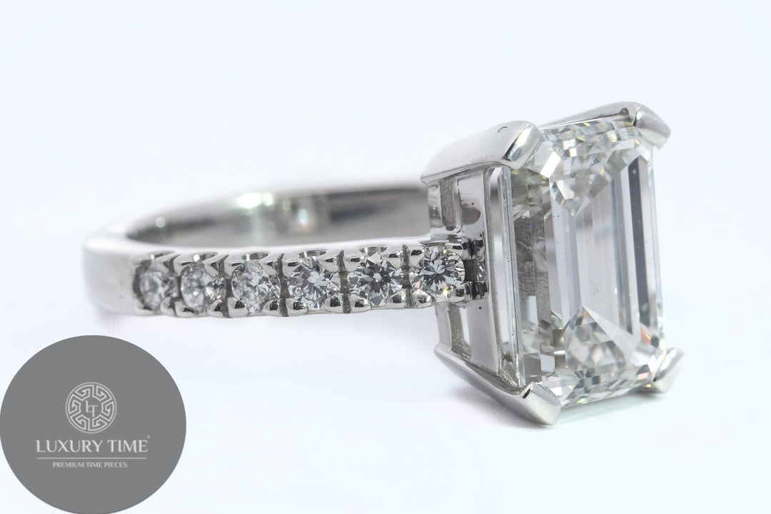 2.30CT Total  Weight Emerald Cut Diamond Ring Set In Platinum - Lab Grown Diamonds