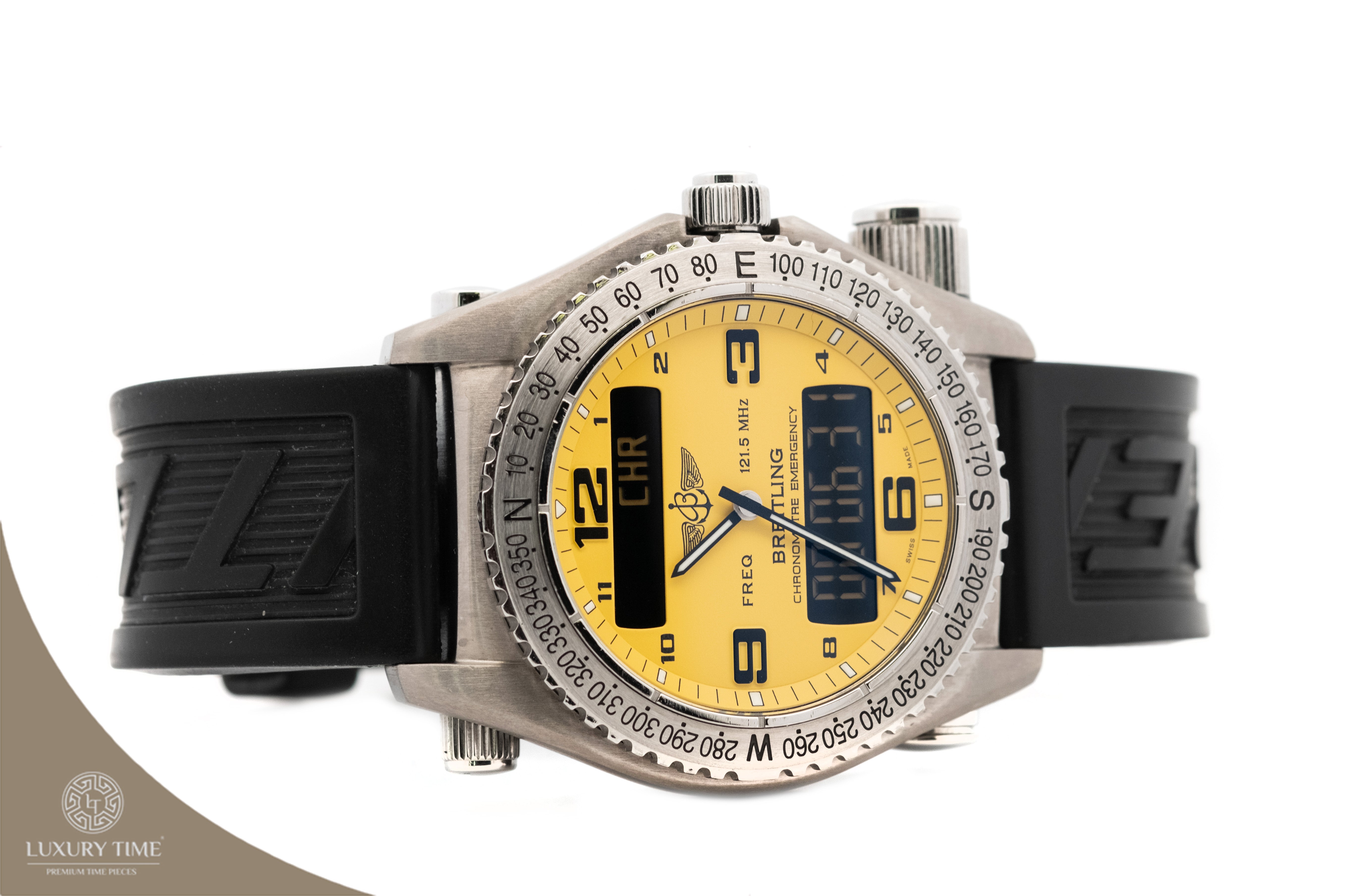 Breitling Emergency Yellow Arabic Dial Men's Watch