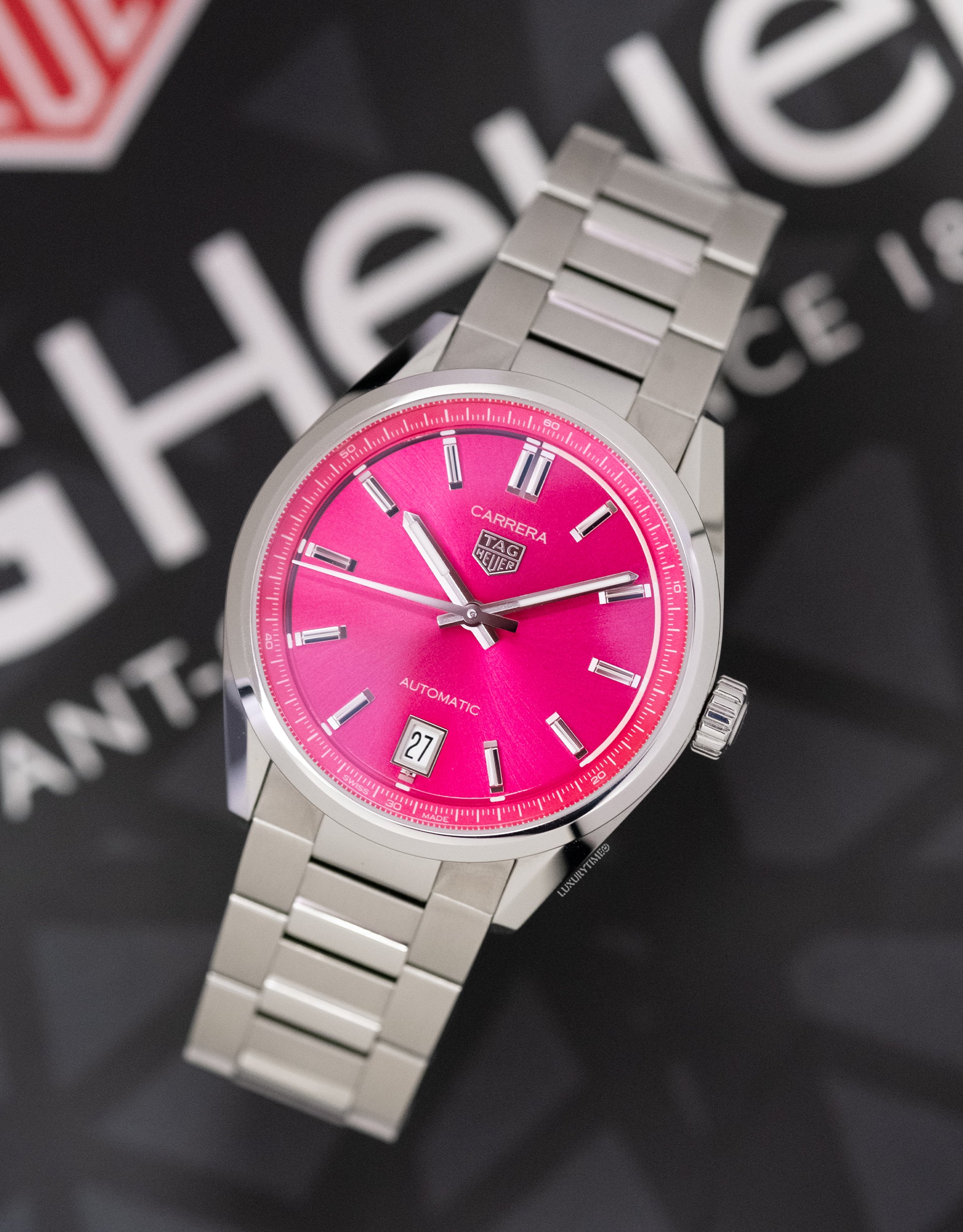 TAG Heuer Carrera Date Automatic Pink Dial Stainless Steel Ladies Watch