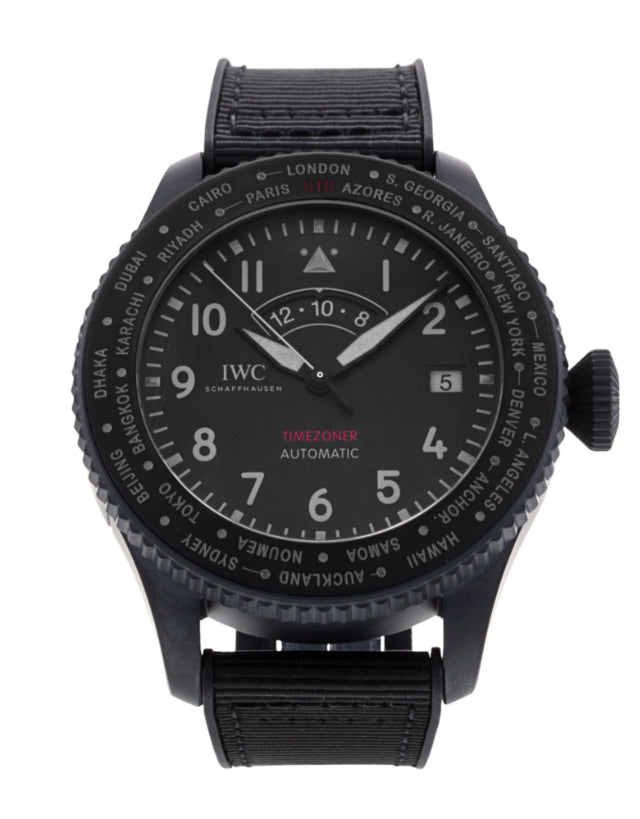 IWC Pilot Timezoner Top Gun Ceratanium World Time Men's Watch