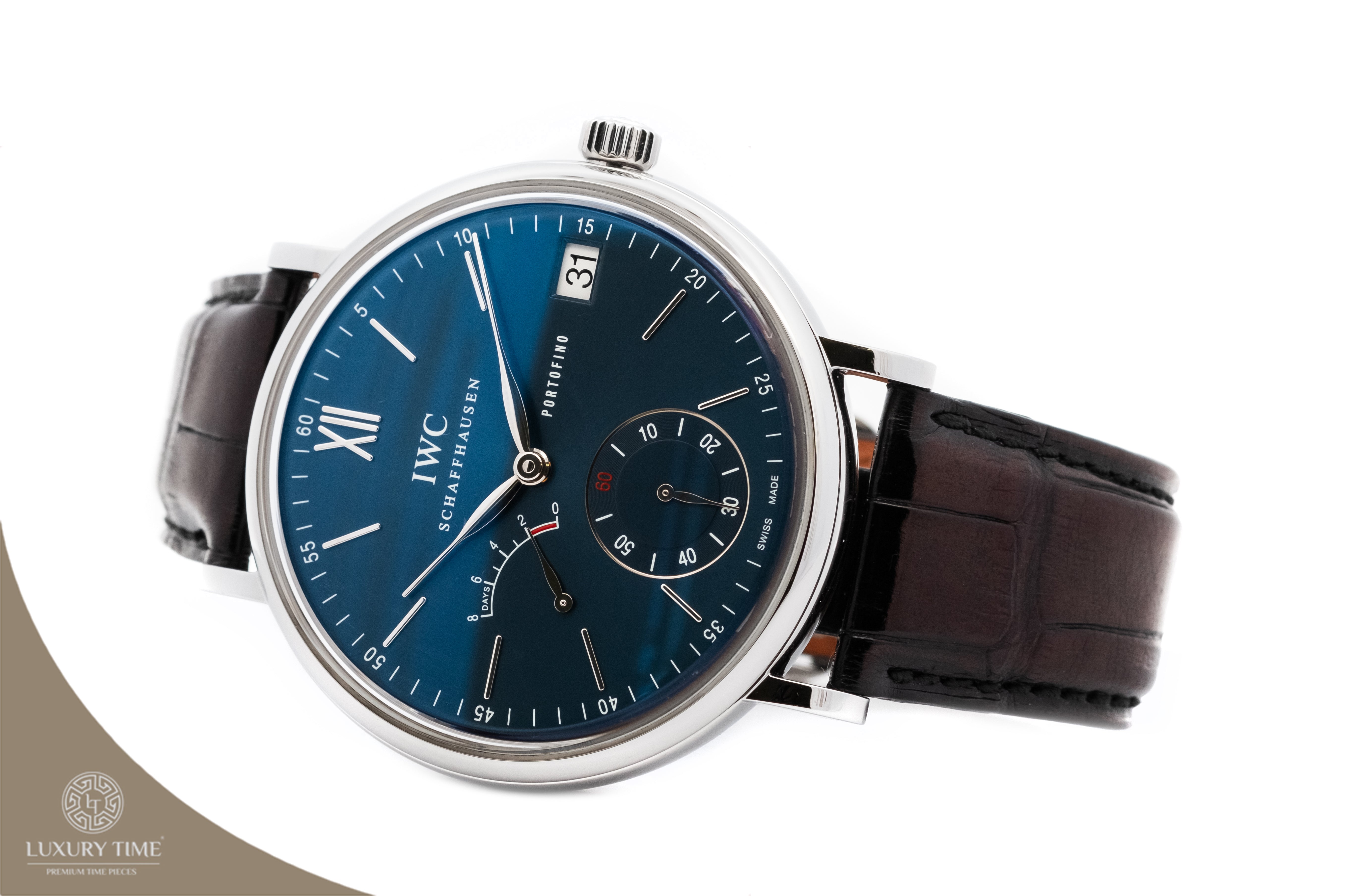 IWC Portofino Hand Wound Eight Days Blue Dial Men's Watch