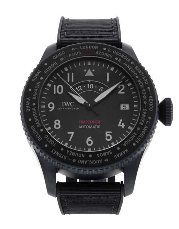 IWC Pilot Timezoner Top Gun Ceratanium World Time Men's Watch