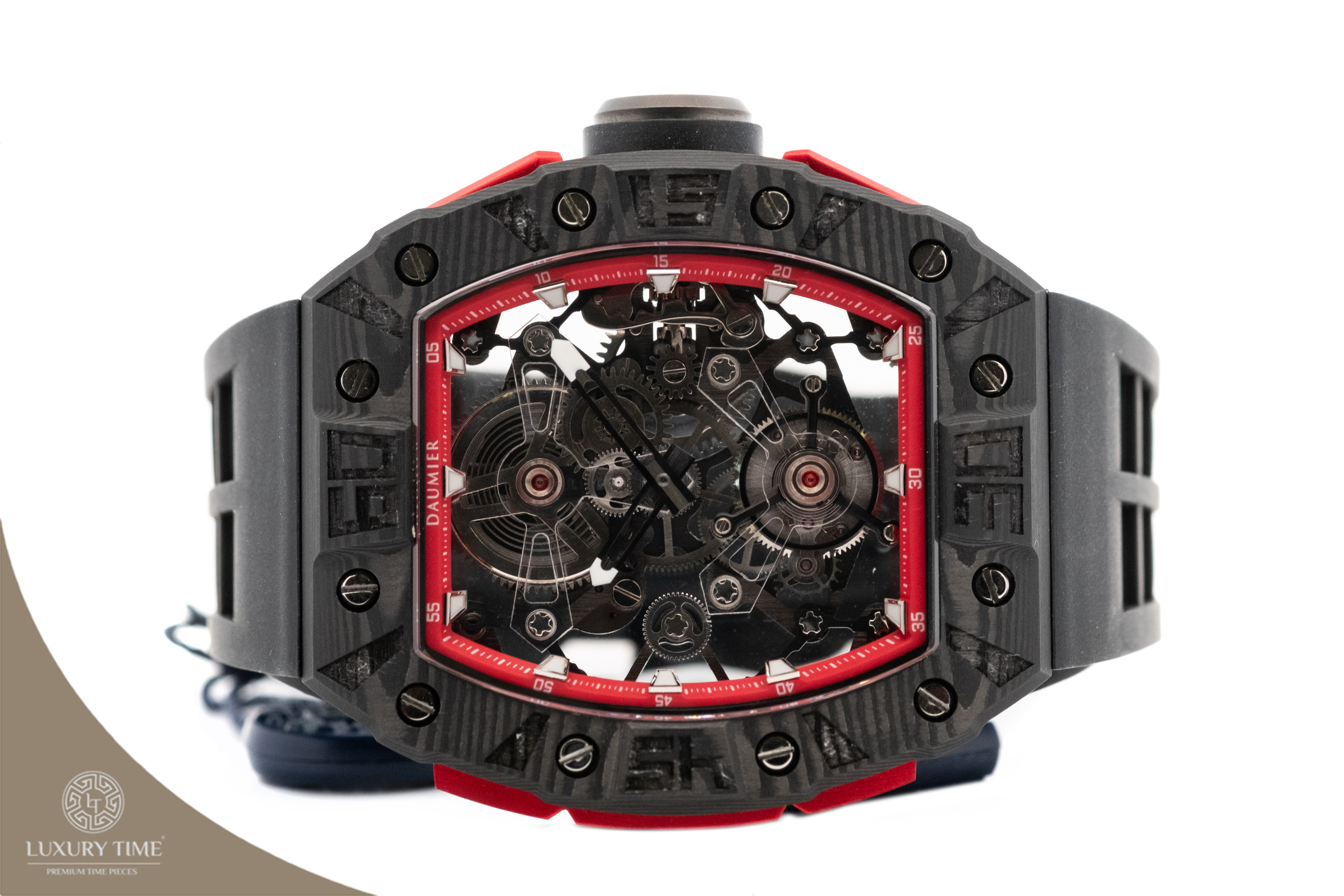 Daumier Skeleton Tourbillon Black & Red Men's Watch Watch