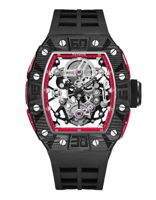 Daumier Skeleton Tourbillon Black & Red Men's Watch Watch