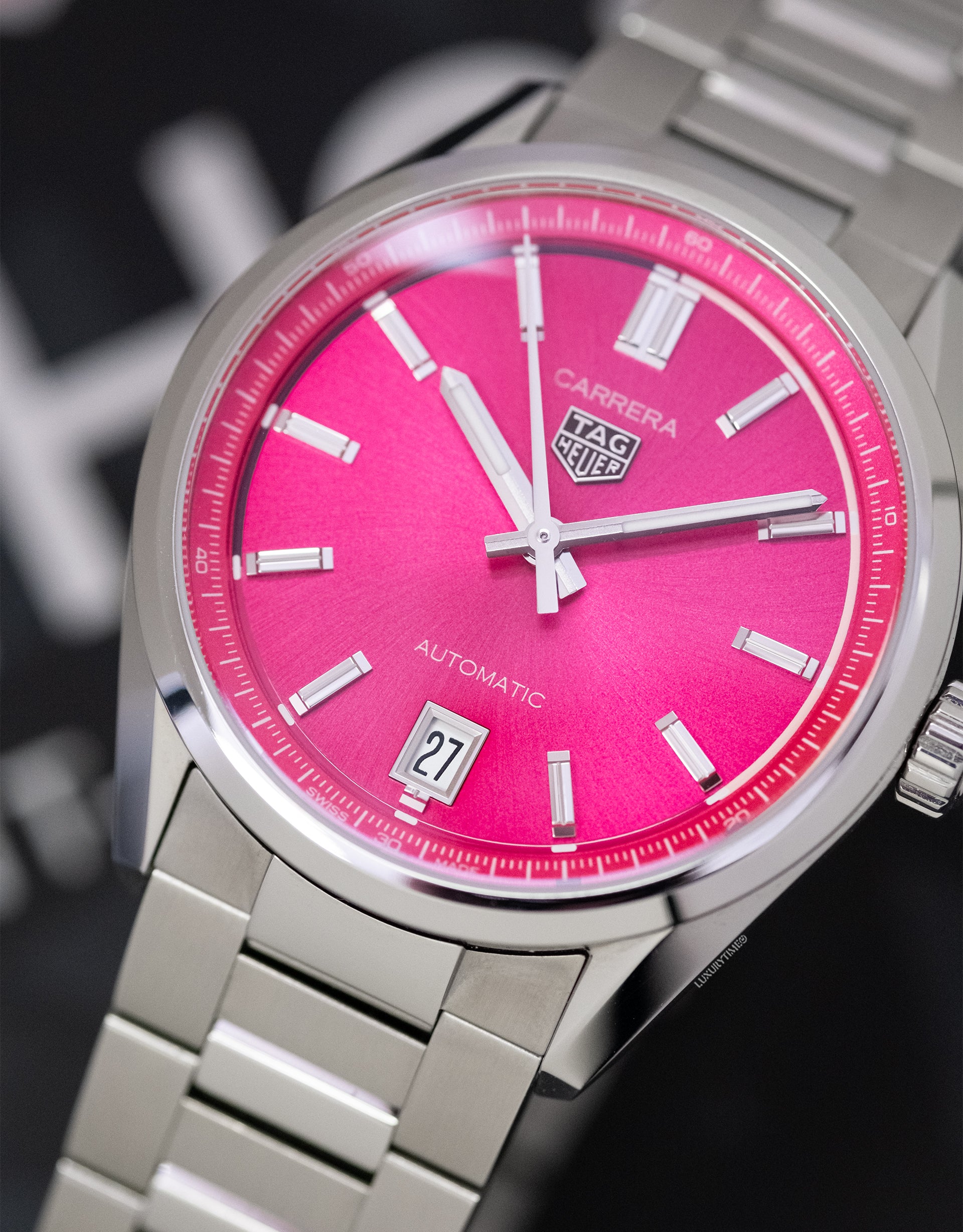TAG Heuer Carrera Date Automatic Pink Dial Stainless Steel Women's Watch