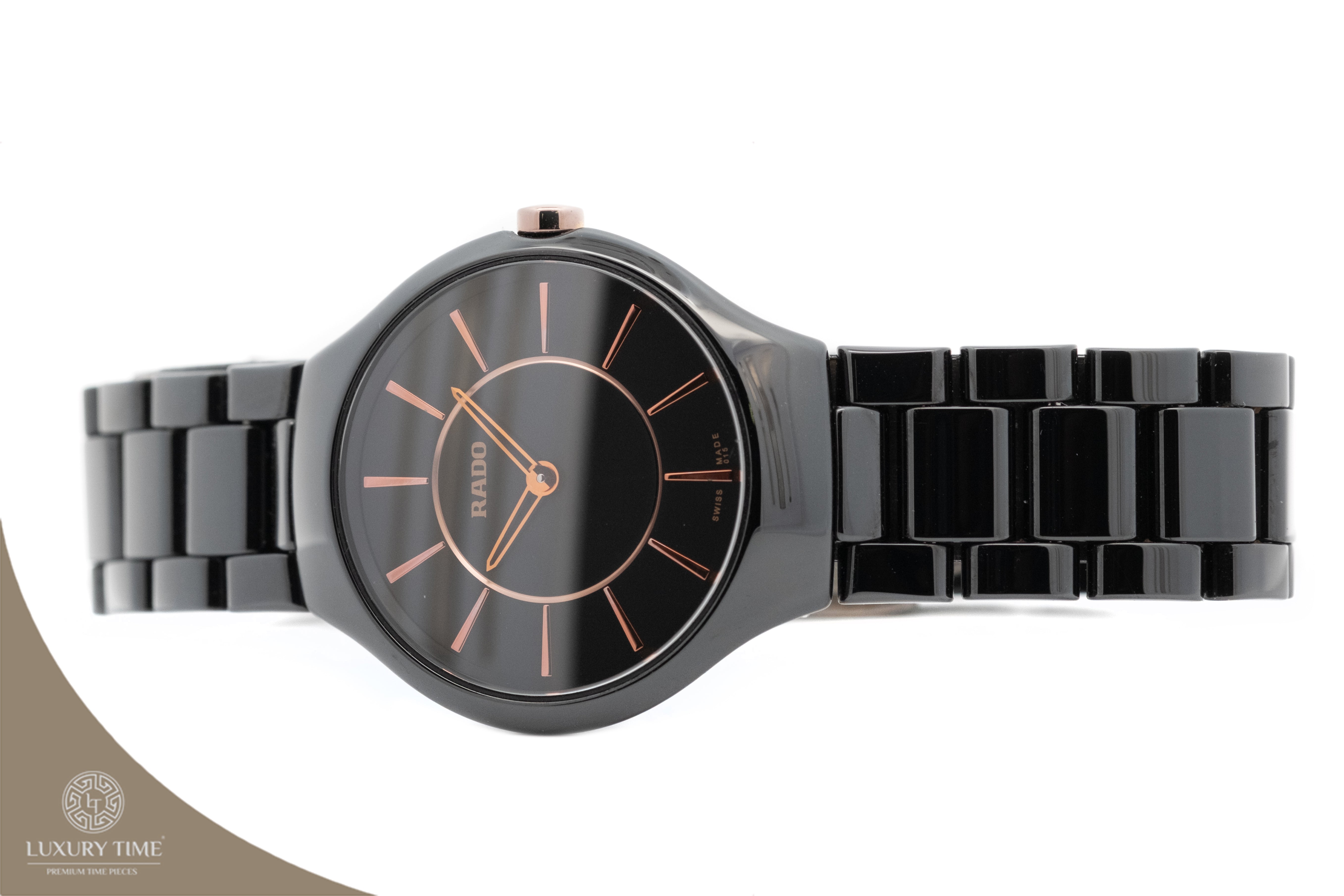 Rado True Thinline Black Ceramic Ladies Watch