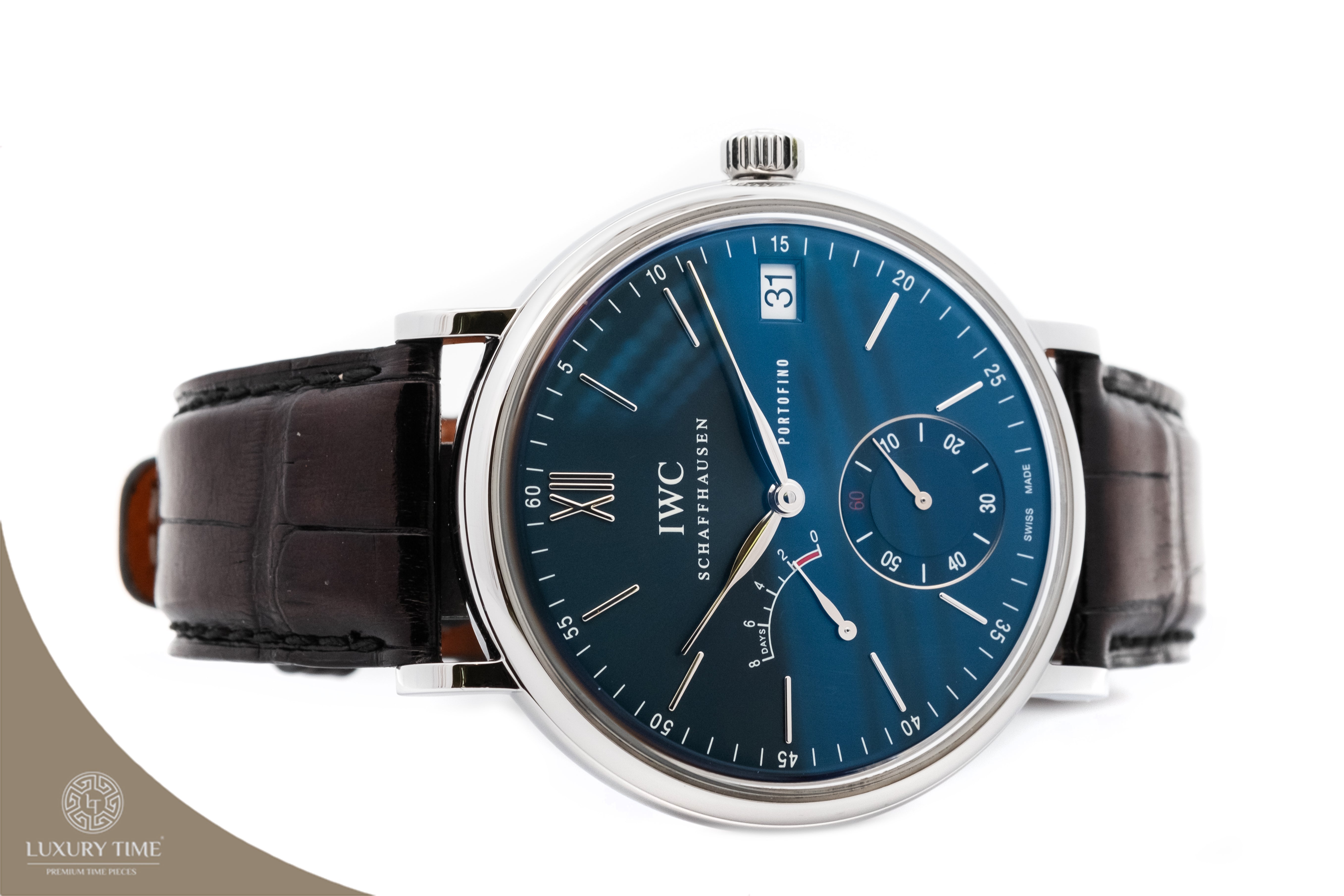 IWC Portofino Hand Wound Eight Days Blue Dial Men's Watch