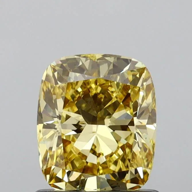 1.01ct Cushion brilliant Lab Grown Diamond (Fancy Intense Yellow, Clarity VS1, IGI)