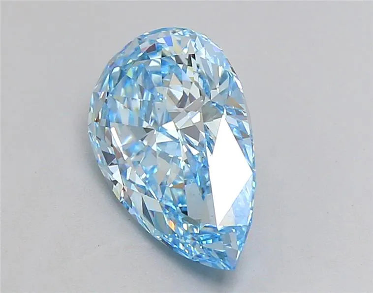 2.61ct Pear Lab Grown Diamond (Fancy Vivid Blue, Clarity VS1, IGI)