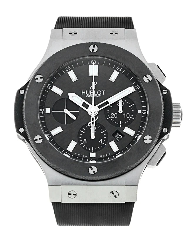 Hublot Big Bang 44mm Steel Ceramic Black Chronograph Rubber Strap Men's Watch