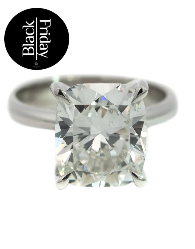 5.32CT TOTAL Cushion Brilliant Cut Diamond Ring in Platinum