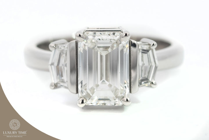 2.55CT Total WEIGHT Emerald Cut Diamond Ring SET IN Platinum