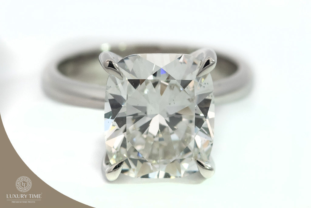 5.32CT TOTAL Cushion Brilliant Cut Diamond Ring in Platinum
