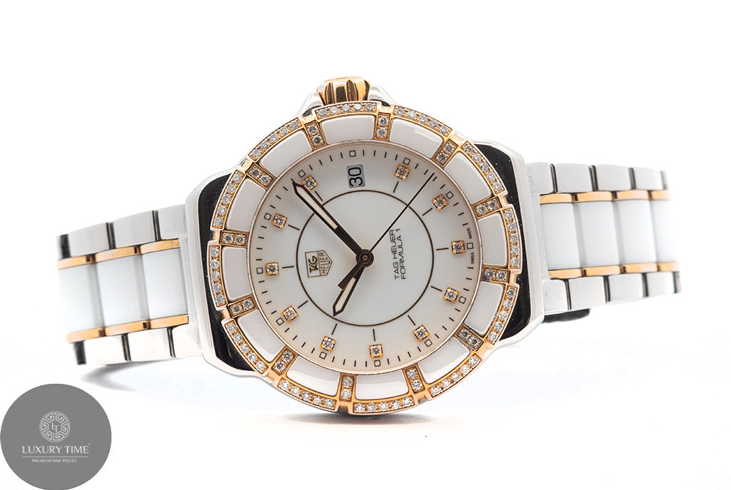 Tag Heuer Formula 1 Quartz Gold & White Ceramic Diamond Women's Watch