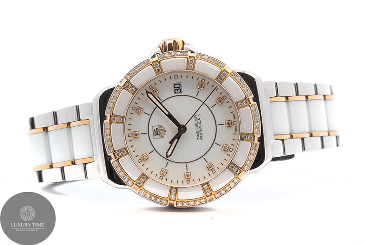 Tag Heuer Formula 1 Quartz Gold & White Ceramic Diamond Women's Watch