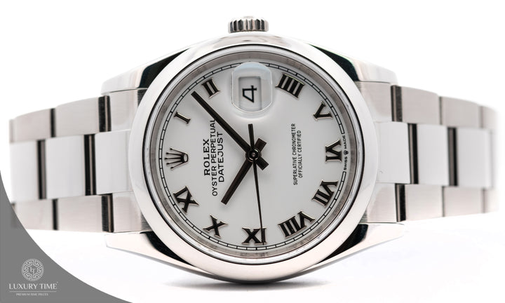 Rolex Datejust White Roman Numeral Men's Watch