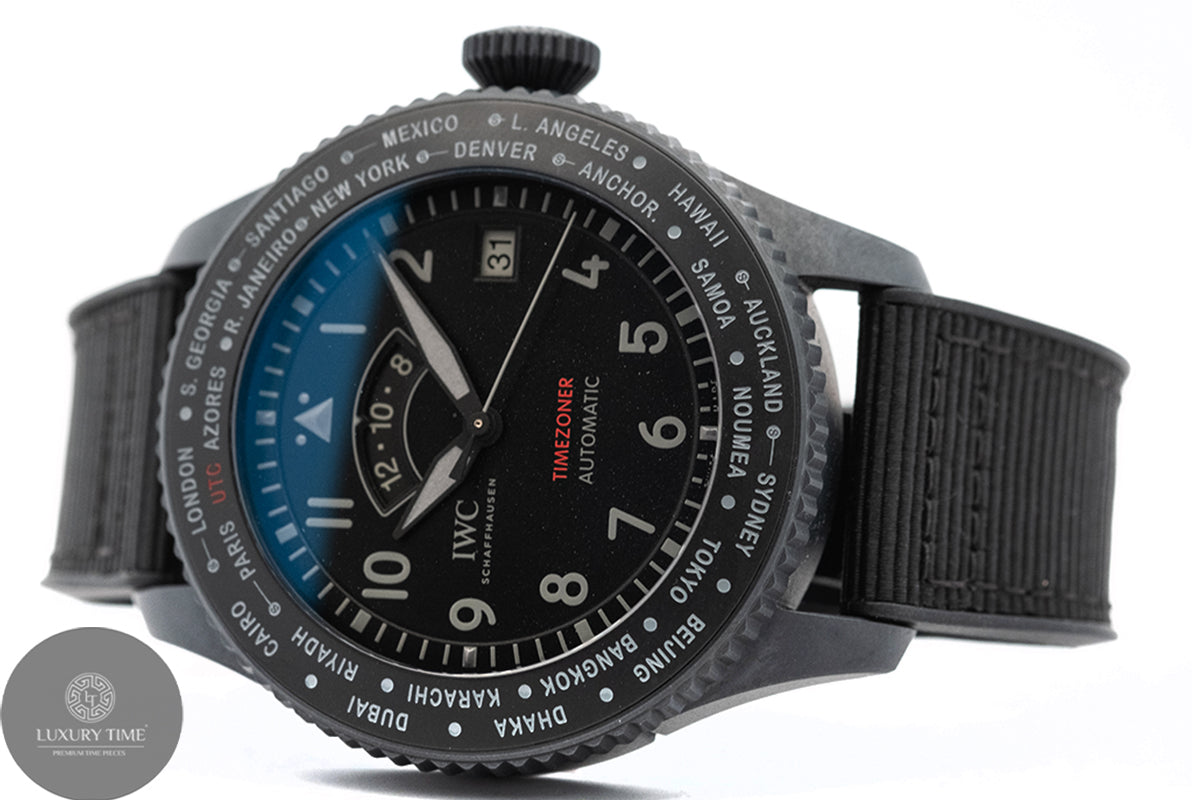 IWC Pilot Timezoner Top Gun Ceratanium World Time Men's Watch