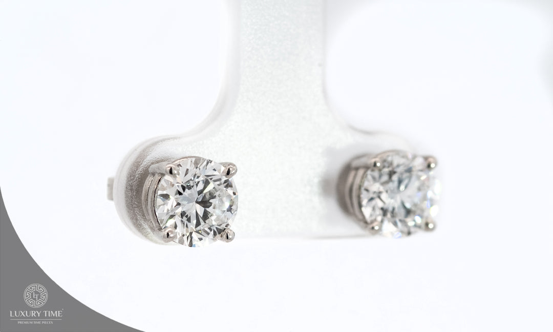 2CT TOTAL ROUND EARRING STUDS 18CT WHITE GOLD - Lab Grown Diamonds