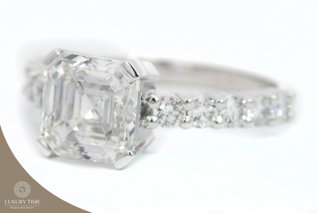 2.50CT TOTAL ASSCHER Cut Diamond Ring in Platinum - Lab Grown Diamonds