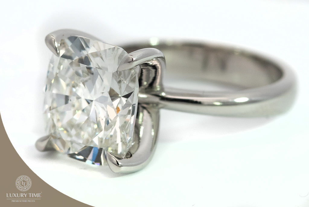 5.32CT TOTAL Cushion Brilliant Cut Diamond Ring in Platinum - Lab Grown Diamonds