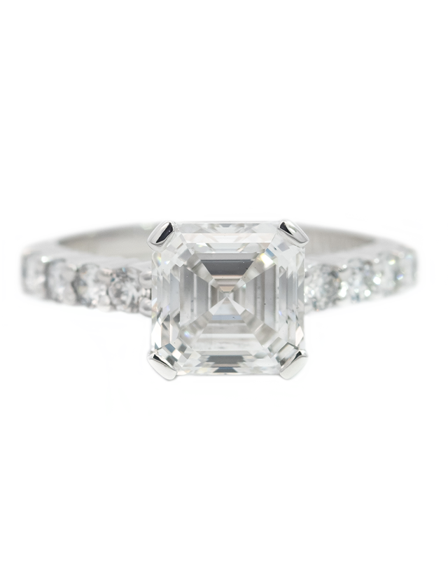 3.17CT TOTAL ASSCHER Cut Diamond Ring in Platinum - Lab Grown Diamonds