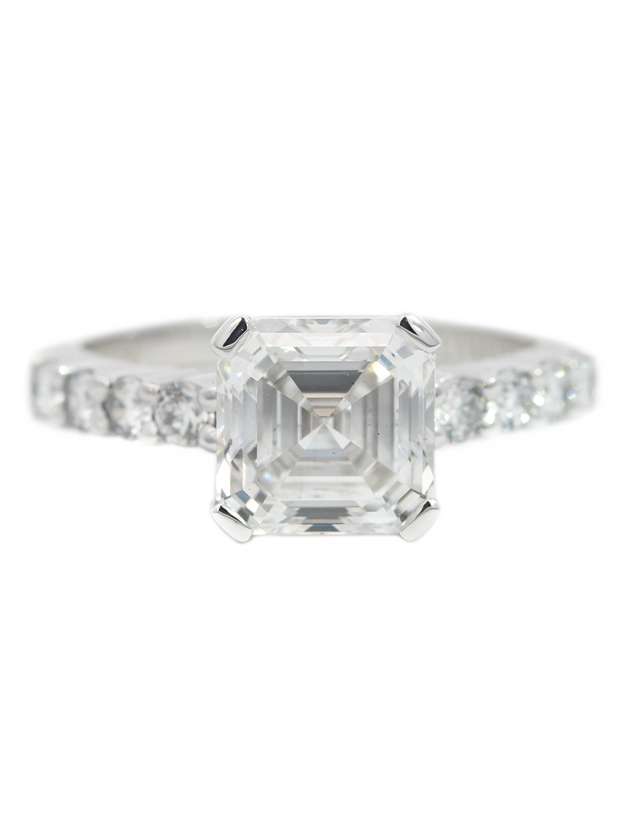 2.50CT TOTAL ASSCHER Cut Diamond Ring in Platinum - Lab Grown Diamonds