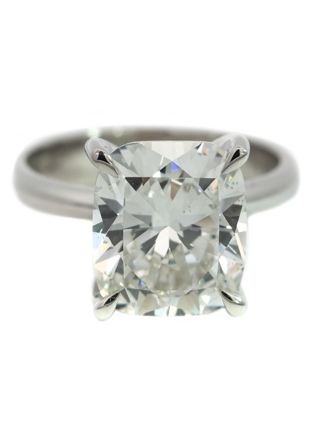 5.32CT TOTAL Cushion Brilliant Cut Diamond Ring in Platinum