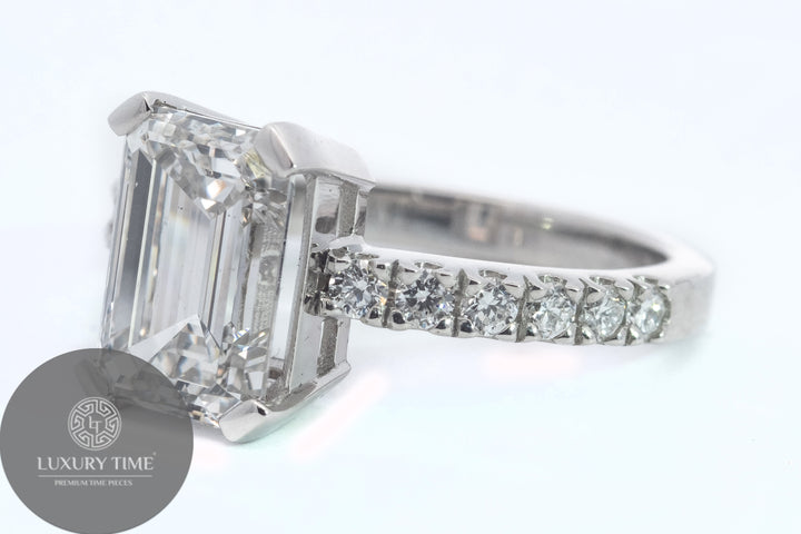 2.30CT Total  Weight Emerald Cut Diamond Ring Set In Platinum - Lab Grown Diamonds