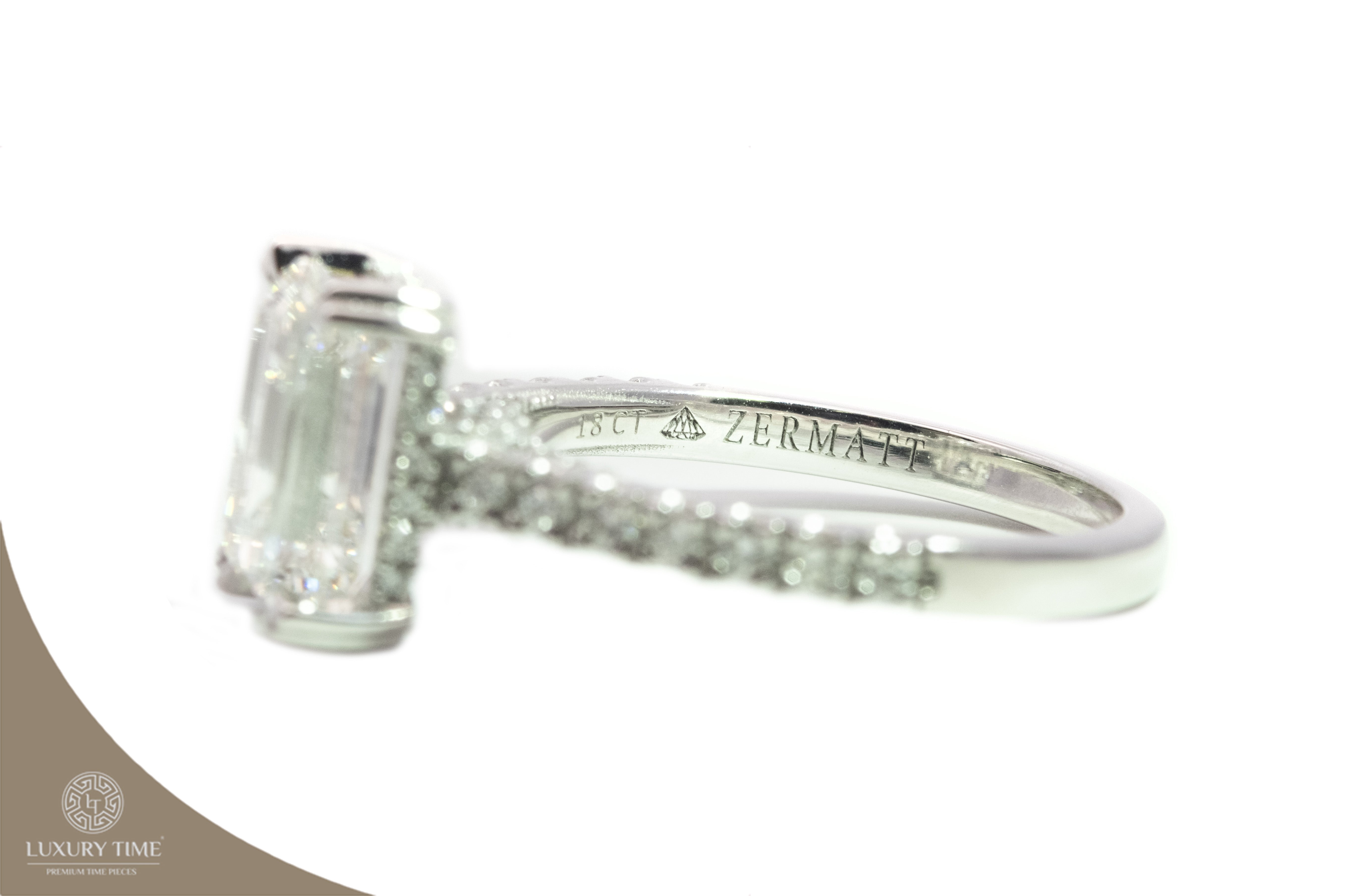 3Ct Emerald Cut Set With a Hidden Halo 18ct White Gold -  Lab Grown Diamond