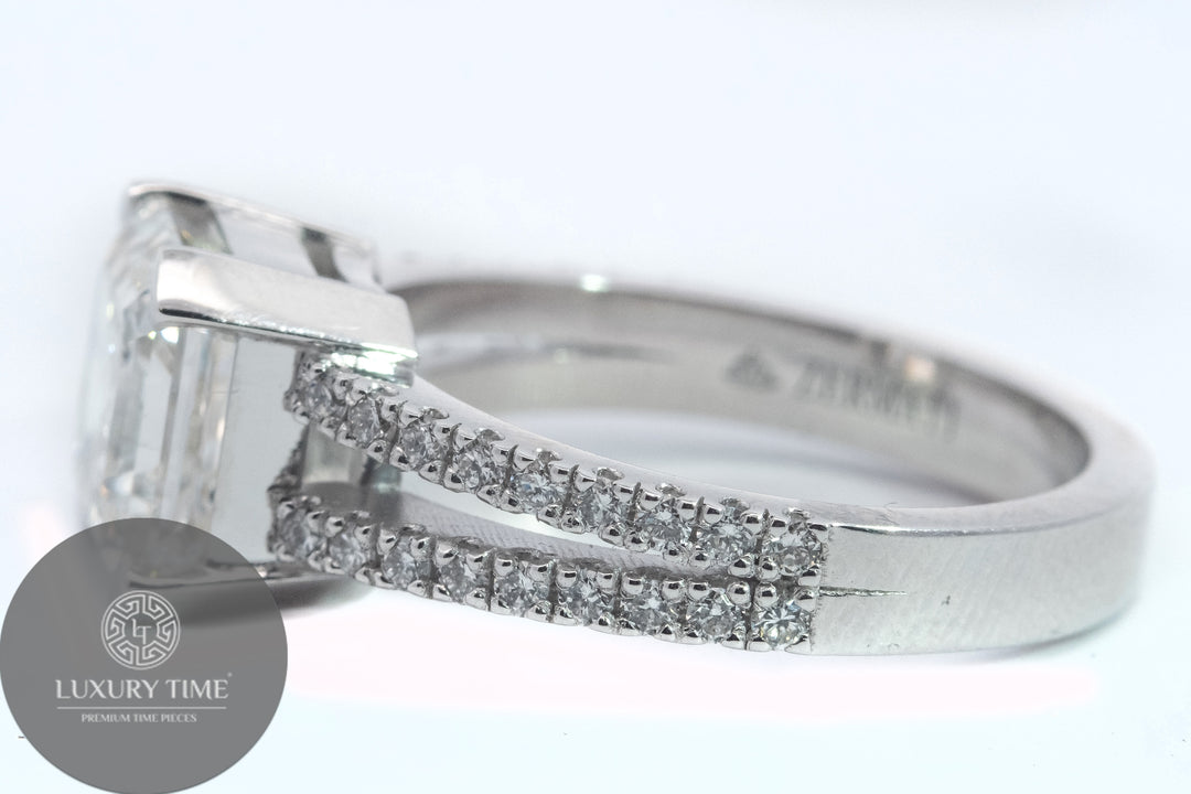 4.24Ct Total Weight Asscher Cut Diamond Ring Set In Platinum