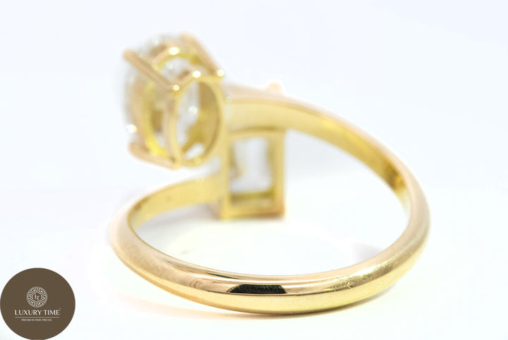 2CT Total Weight - Emerald and Oval  Diamond Ring set in 18CT Yellow Gold