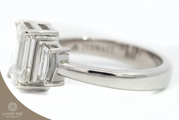 2.55CT Total WEIGHT Emerald Cut Diamond Ring SET IN Platinum