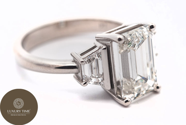 3.89CT Total Emerald Cut Diamond Ring in Platinum