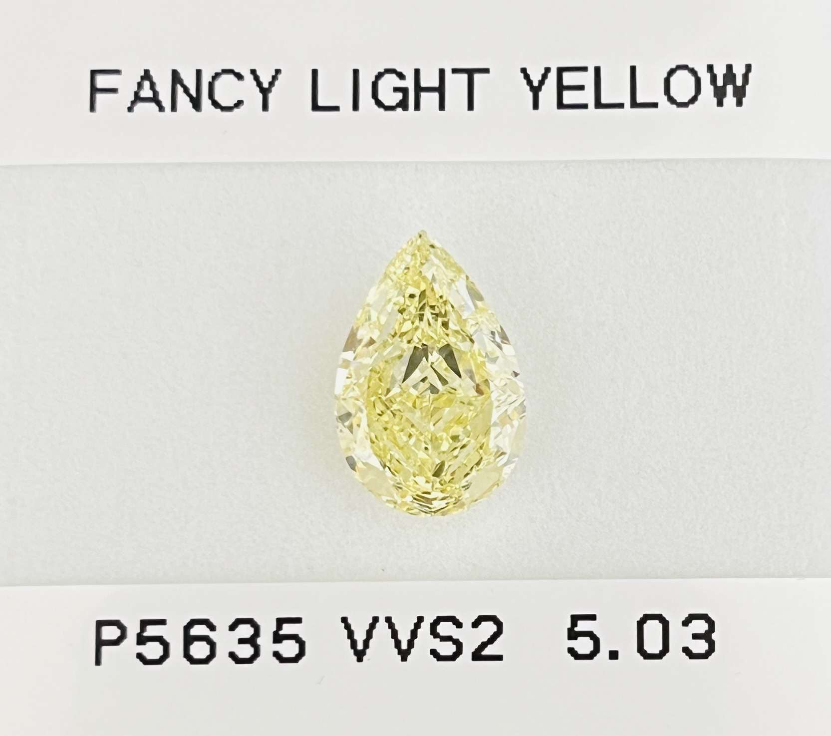 5.03ct Pear Natural Diamond (Colour Fancy Light Yellow, Clarity VVS2, GIA Certified)