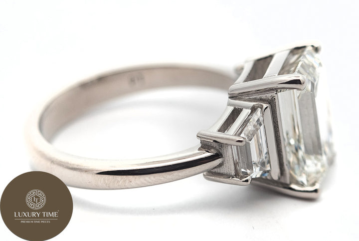 3.89CT Total Emerald Cut Diamond Ring in Platinum
