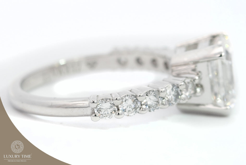 3.17CT TOTAL ASSCHER Cut Diamond Ring in Platinum - Lab Grown Diamonds