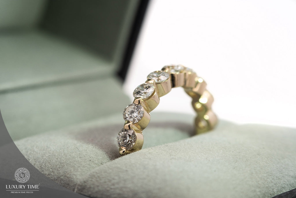 0.10CT Half Eternity Band Set In 9CT Yellow Gold