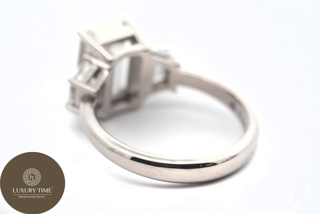 3.89CT Total Emerald Cut Diamond Ring in Platinum - Lab Grown Diamonds