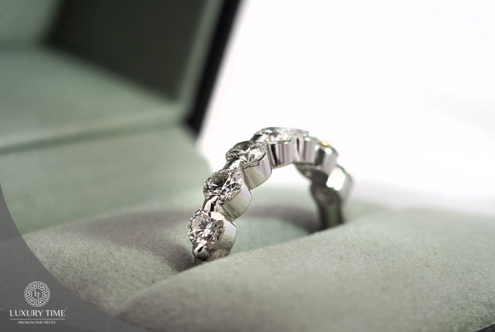 0.14CT Half Eternity Band Set In 9CT white Gold