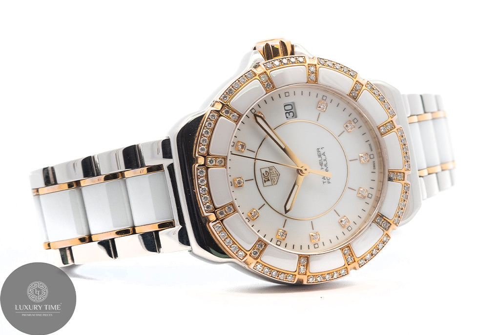 Tag Heuer Formula 1 Quartz Gold & White Ceramic Diamond Women's Watch