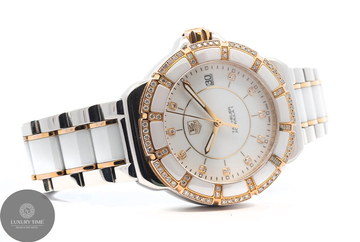 Tag Heuer Formula 1 Quartz Gold & White Ceramic Diamond Women's Watch