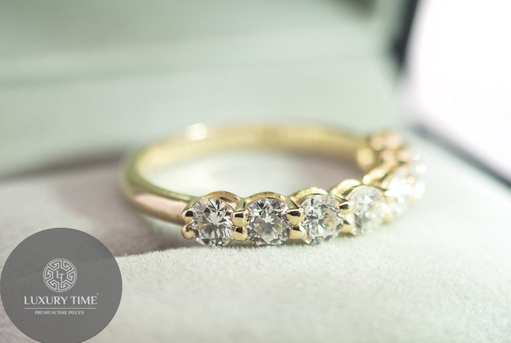 0.17CT Half Eternity Band Set In 9CT Yellow Gold