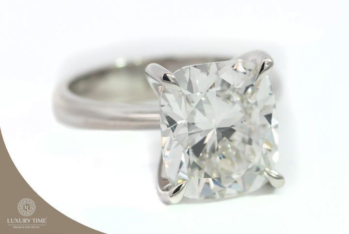 5.32CT TOTAL Cushion Brilliant Cut Diamond Ring in Platinum