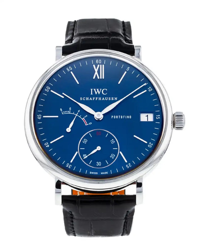 IWC Portofino Hand Wound Eight Days Blue Dial Men's Watch