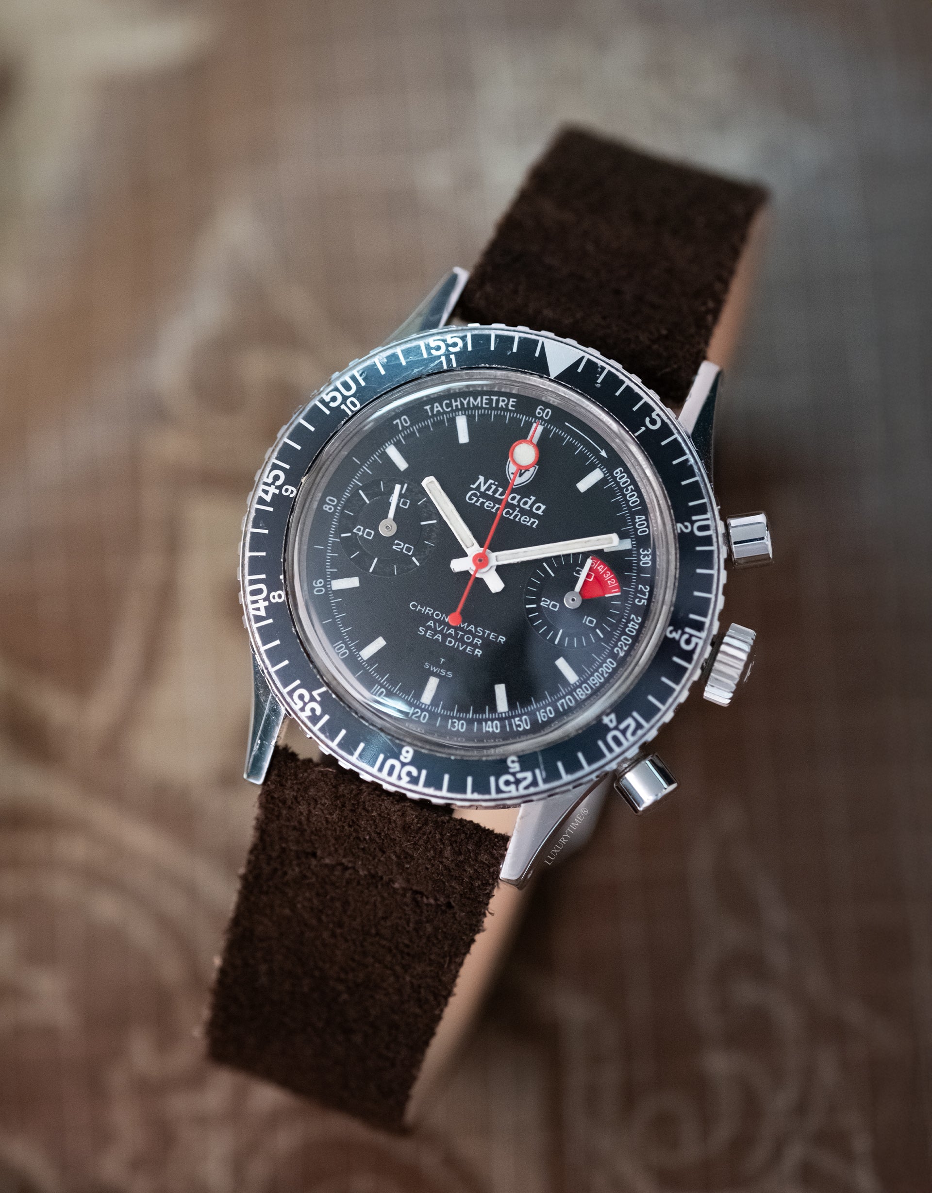 ニ*ウ様 Aqua Chrono Sepia 1994年 Nivada Grenchen Chronomaster Aviator Sea Diver Men's Watch
