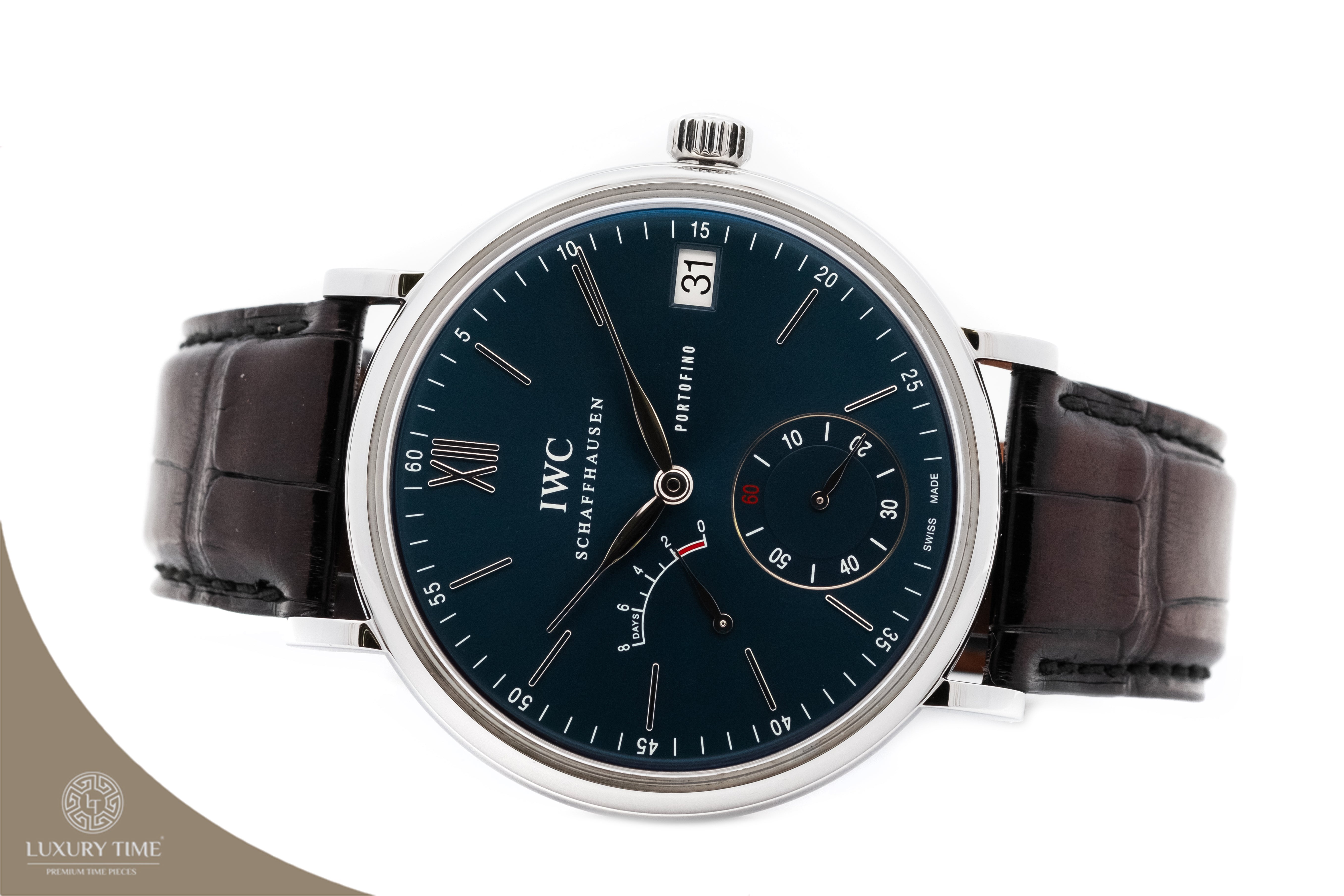IWC Portofino Hand Wound Eight Days Blue Dial Men's Watch