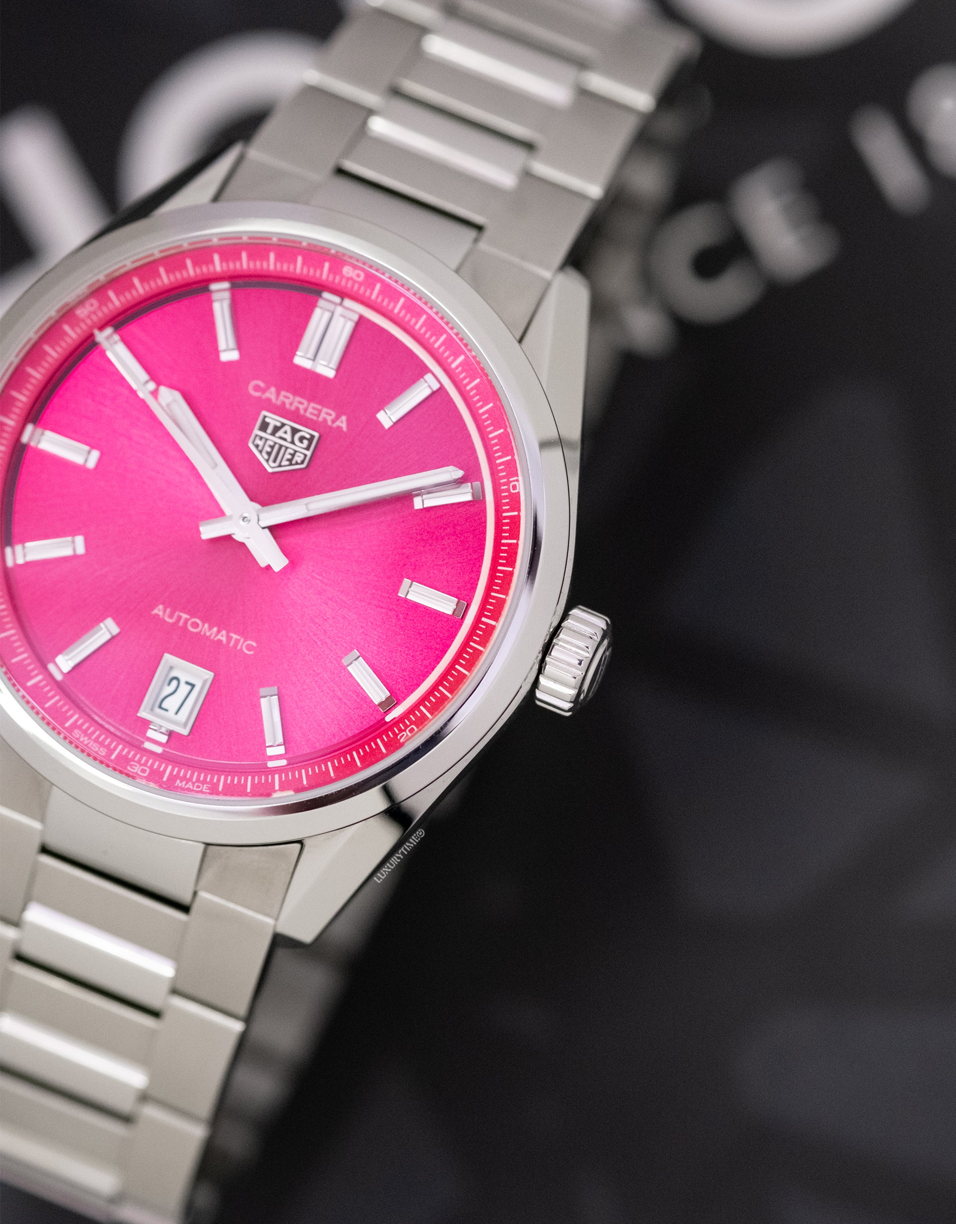 TAG Heuer Carrera Date Automatic Pink Dial Stainless Steel Women's Watch