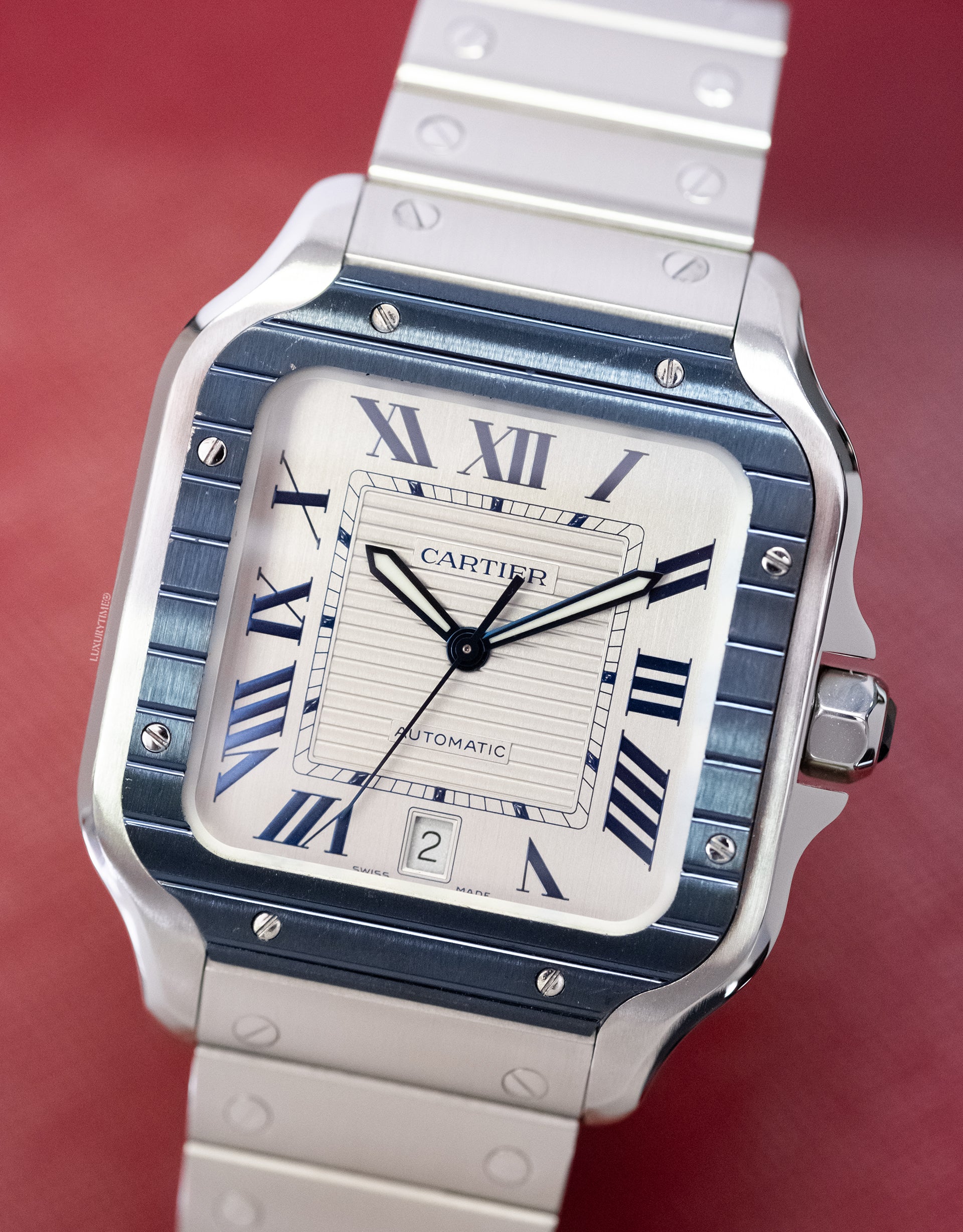 Cartier Santos De Automatic Silver Dial Men's Watch