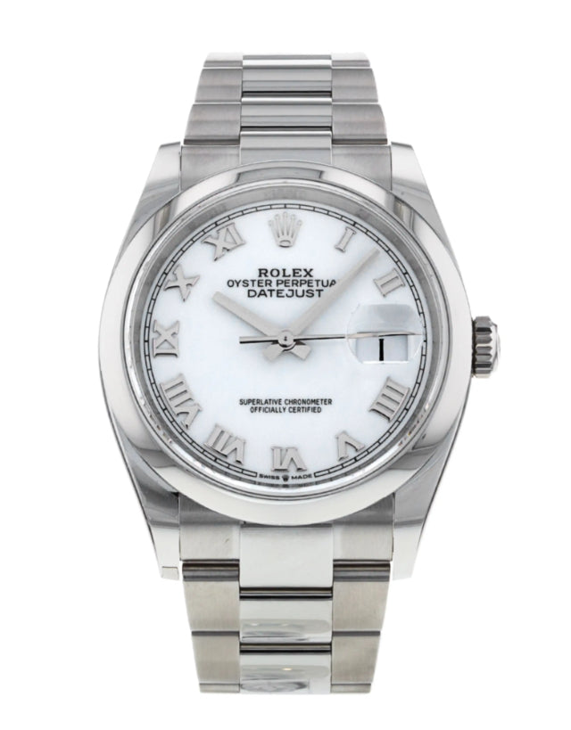 Rolex Datejust White Roman Numeral Men's Watch