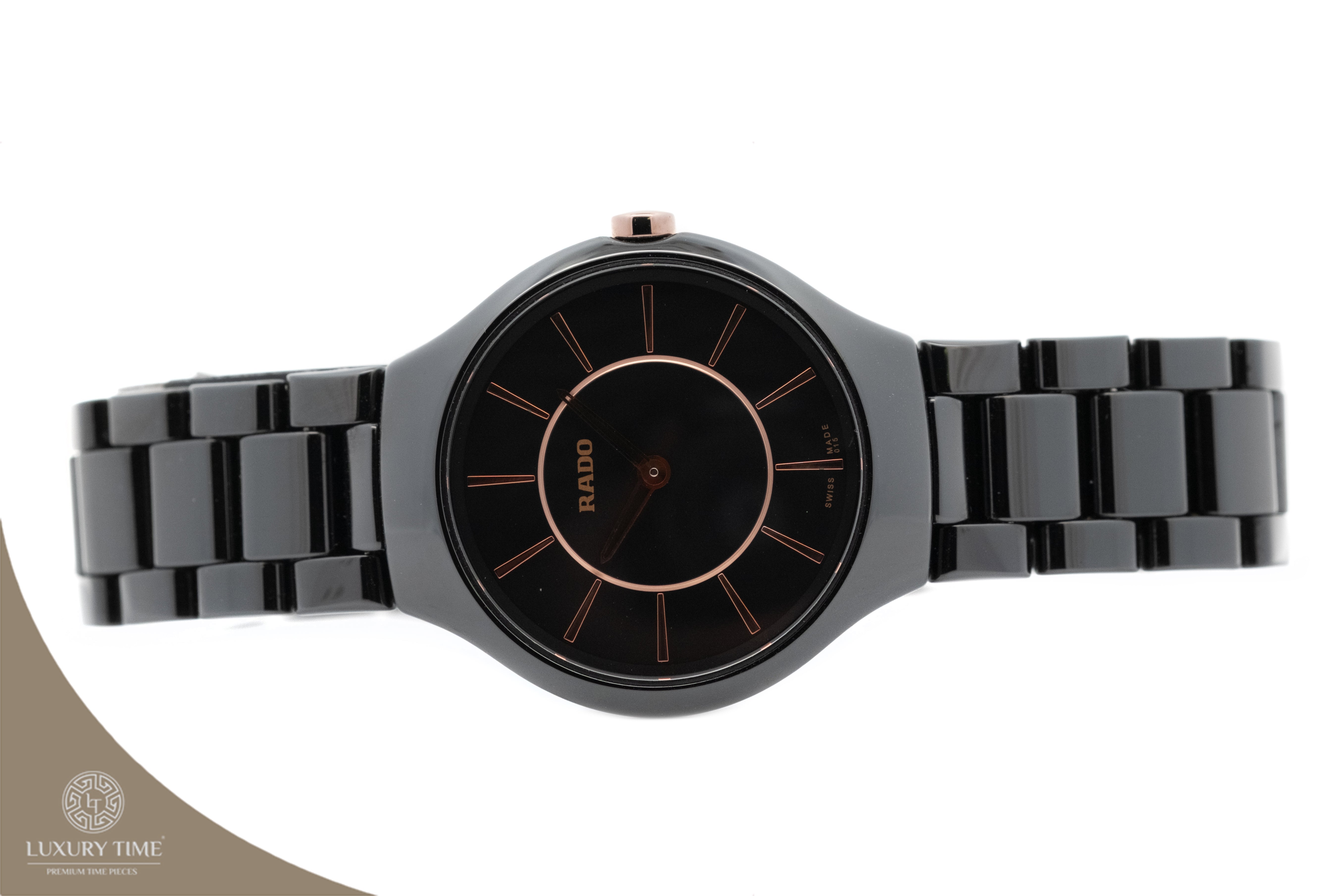 Rado True Thinline Black Ceramic Ladies Watch